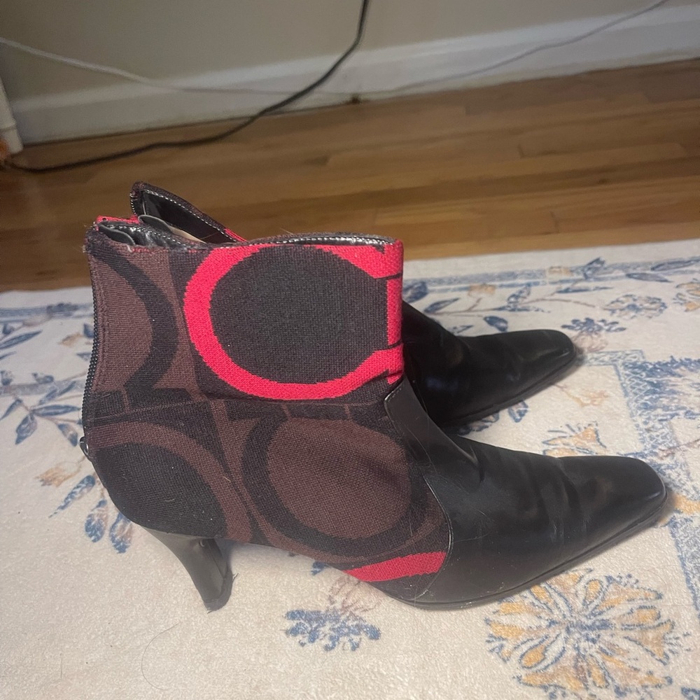 Women's Black and Red Ankle Boots